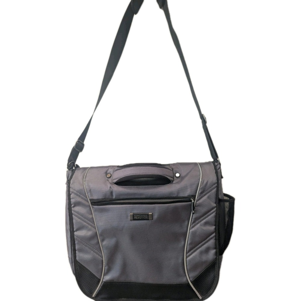 Kenneth Cole Messenger Reaction Bag Gray Travel Shoulder Organizer Laptop Bag